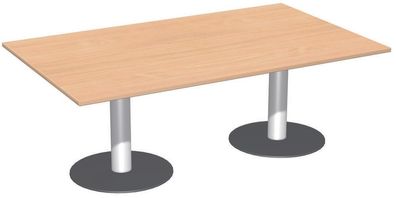 Konferenztisch Tellerfuß, Endelement mit 2 Füßen und Verkettungsmaterial, feste