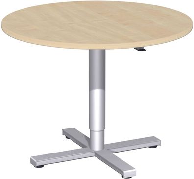 Konferenztisch mit Hubsäule, Kreisform, feststehend, D-900x680-1120, Ahorn