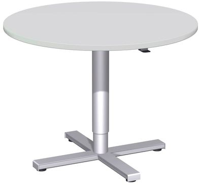 Konferenztisch mit HubsÃäule, Kreisform, feststehend, D-900x680-1120, Lichtgrau