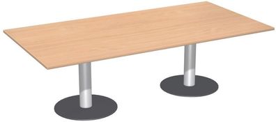 Konferenztisch Tellerfuß feste Höhe, 2400x1200x720, Buche