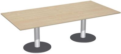 Konferenztisch Tellerfuß feste Höhe, 2400x1200x720, Ahorn