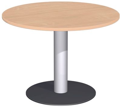 Konferenztisch Tellerfuß, Kreisform, feste Höhe, D-1000x720, Buche
