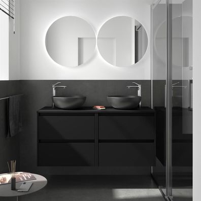 Badezimmermöbel BALTIC 1400 4 Schubladen BLACK SATIN + Waschtisch-Platte