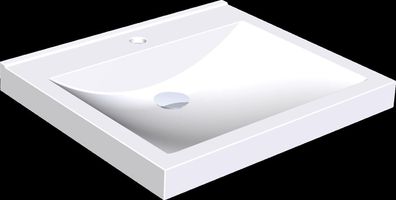 KWC Einzelwaschtisch, QUADRO, Miranit, 600x125x530 mm, Mulde Re-eckig, Hahnloch