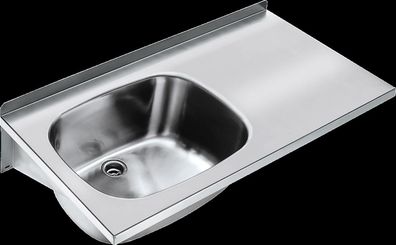 KWC Mehrzweckbecken, SIRIUS, Edelstahl, 1000x230x500 mm, Ablagefläche Rechts