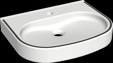 KWC Waschtisch, Variuscare, Miranit, 450x120x350 mm, Barr-frei, Farbstreifen