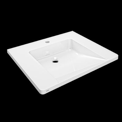 KWC Einzelwaschtisch, EXOS, Miranit, 600x125x500 mm, Weiß, Hahnloch