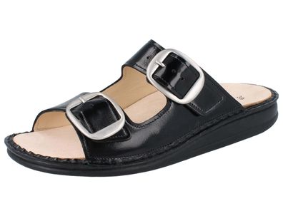 FINN Comfort Lipari Damen Hausschuhe schwarz Knautschlack