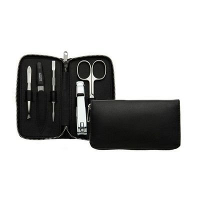 Schwarzes Maniküreset für Männer Zipper 6 Stück Premium Line