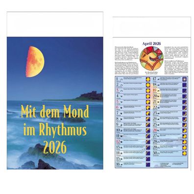 Mondkalender 2026 – Wandkalender mit Mondphasen, Sternzeichen & Astrologie