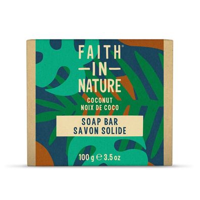 Faith In Nature, Kokosnuss, reinigend und feuchtigkeitsspendend, Seifenriegel, 100 g