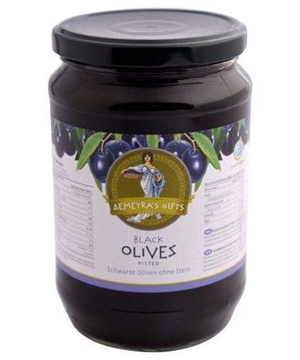 Oliven Demetras Gifts schwarz ohne Stein Glas, 720g / Abtropfgewicht 360g