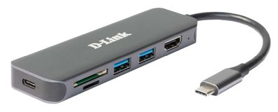 D-Link DUB-2327 laptop-dockingstation & portreplikator Kabelgebunden USB Typ-C Grau