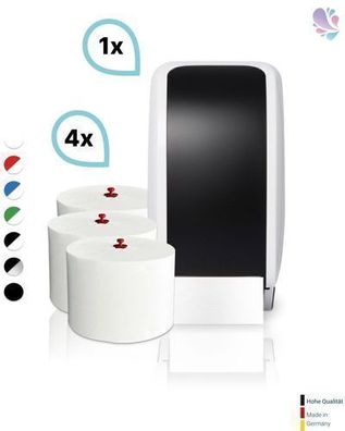 SET: 1x Toilettenpapierspender Doppelrollen Blanc Cosmos verschied. Farben + 4 Toilet