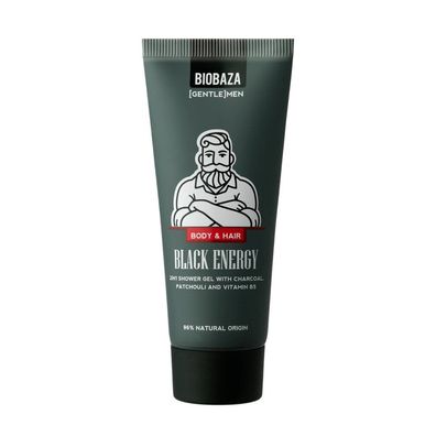 Biobaza, Black Energy, Duschgel und Shampoo 2-in-1, Anthrazit, 30 ml