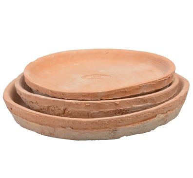 3er Set Satz Untersetzer rund Aged Terracotta Blumen Pflanzen Esschert Design