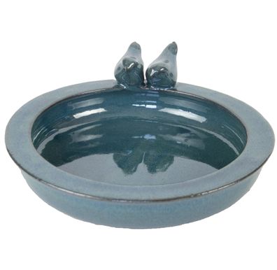 Vogel Tränke, rund blau Petrol 30cm Bad Becken Futter Schale Wasser Stelle Deko