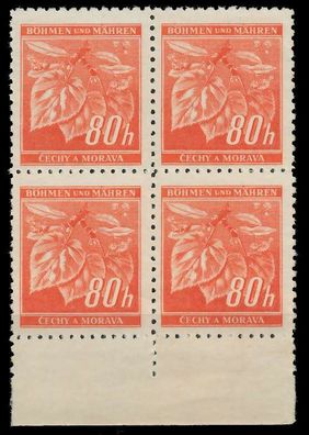 BÖHMEN MÄHREN 1941 Nr 66a postfrisch Viererblock URA X828716