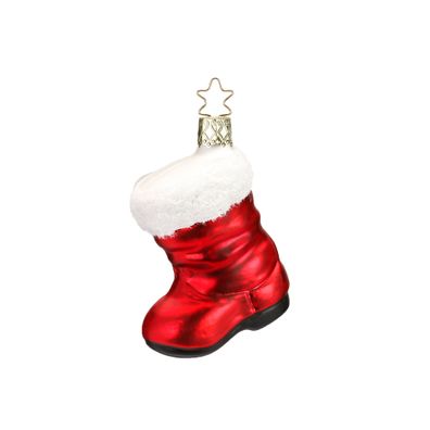 Christbaumschmuck Weihnachtsstiefel 8cm Glas Figur Rot / Weiß