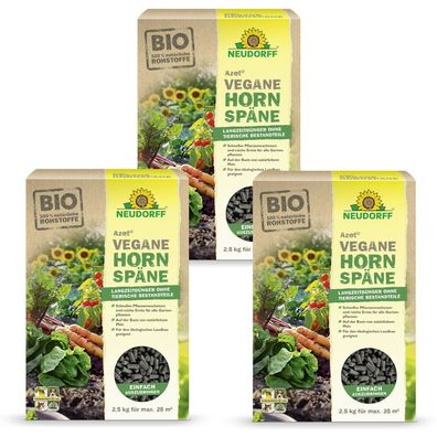 3 x Neudorff Azet® Vegane Hornspäne, 2,5 kg