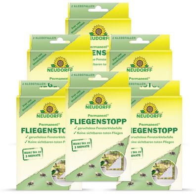 6 x Neudorff Permanent® FliegenStopp Dreiecks-Klebefalle, 2 Stück