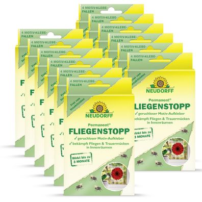 12 x Neudorff Permanent® FliegenStopp Motiv-Klebefalle, 4 Stück