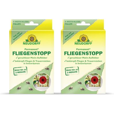 2 x Neudorff Permanent® FliegenStopp Motiv-Klebefalle, 4 Stück