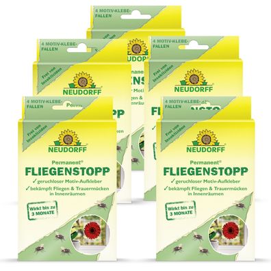 5 x Neudorff Permanent® FliegenStopp Motiv-Klebefalle, 4 Stück