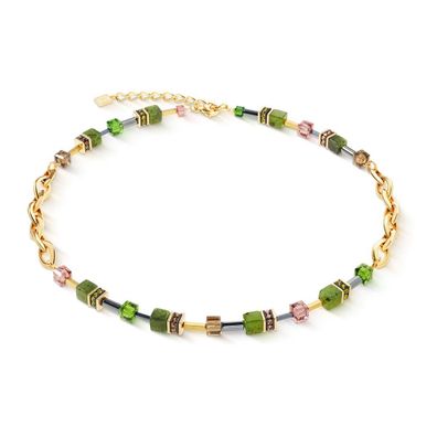 Coeur de Lion Halskette 4524-10-0516 GeoCUBE® Chunky Chain Gold, Grün