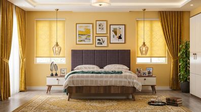 Schlafzimmer-Set Bett Kopfteil 2x Nachttische Modern Weiß Bequem