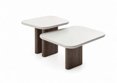 Weiß-brauner Couchtisch Tischset Wohnzimmertisch Sofatisch Design-Couchtisch