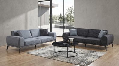 Sofa set 3-Sitzer Sofas(2x) Couchtisch Modern Grau Anthrazit Stilvoll