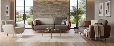 Sofa Set Sofa Sessel weich bequem schön modern weiß Grau
