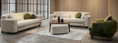 Sofa Set Sofa Sessel weich bequem schön modern weiß grün
