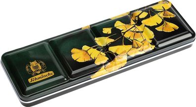 Schmincke Horadam Aquarell Metallkasten "Ginkgo"20 x1/2 Näpfchen 12xStandard+8 superg