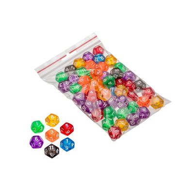 Würfel - 12-seitig - transparent - 50 Stück