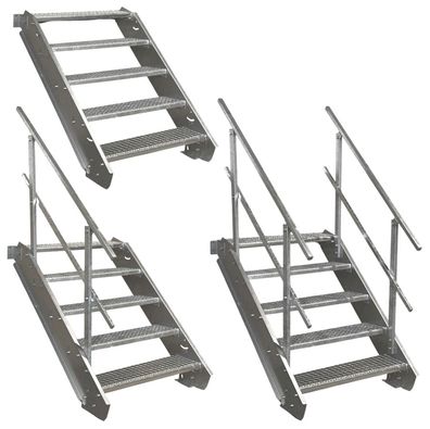 5 Stufen Stahltreppe Breite 60 - 160 cm, Geschosshöhe 70 - 105 cm
