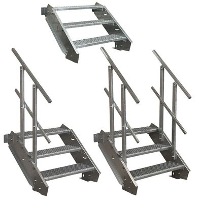 3 Stufen Stahltreppe Breite 60 - 160 cm, Geschosshöhe 40 - 60 cm