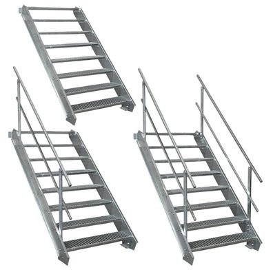 8 Stufen Stahltreppe Breite 60 - 160 cm, Geschosshöhe 120 - 160 cm
