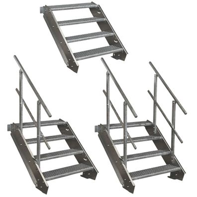 4 Stufen Stahltreppe Breite 60 - 160 cm, Geschosshöhe 55 - 85 cm