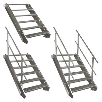 6 Stufen Stahltreppe Breite 60 - 160 cm, Geschosshöhe 90 - 120 cm