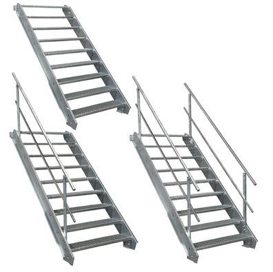 9 Stufen Stahltreppe Breite 60 - 160 cm, Geschosshöhe 135 - 180 cm