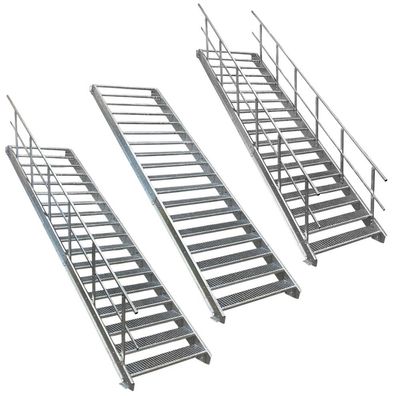 18 Stufen Stahltreppe STATIK Breite 60 - 120 cm, Geschosshöhe 299 - 360 cm