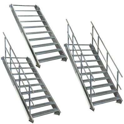 10 Stufen Stahltreppe STATIK Breite 60 - 120 cm, Geschosshöhe 150 - 200 cm
