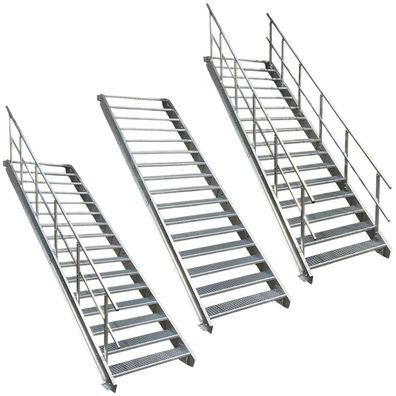 16 Stufen Stahltreppe STATIK Breite 60 - 120 cm, Geschosshöhe 274 - 340 cm