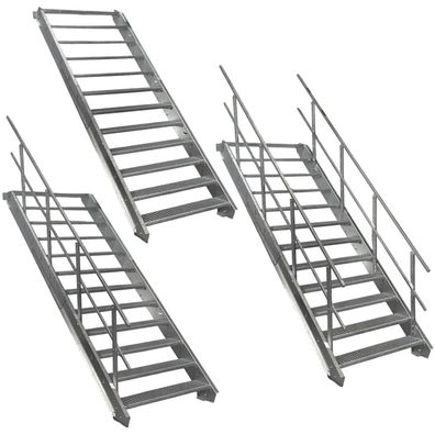 12 Stufen Stahltreppe STATIK Breite 60 - 120 cm, Geschosshöhe 180 - 240 cm