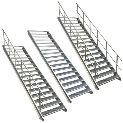 17 Stufen Stahltreppe STATIK Breite 60 - 120 cm, Geschosshöhe 282 - 350 cm