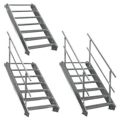 7 Stufen Stahltreppe Breite 60 - 160 cm, Geschosshöhe 100 - 140 cm