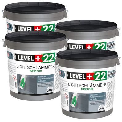 Dichtschlämme 80kg Abdichtmörtel 2K Flex Pool Terrasse Dusche Außen Innen LEVEL+22