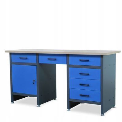 Werkbank mit Arbeitsplatte Werktisch mit 6 Schubladen bis 500 kg Metall 170x60x85 cm